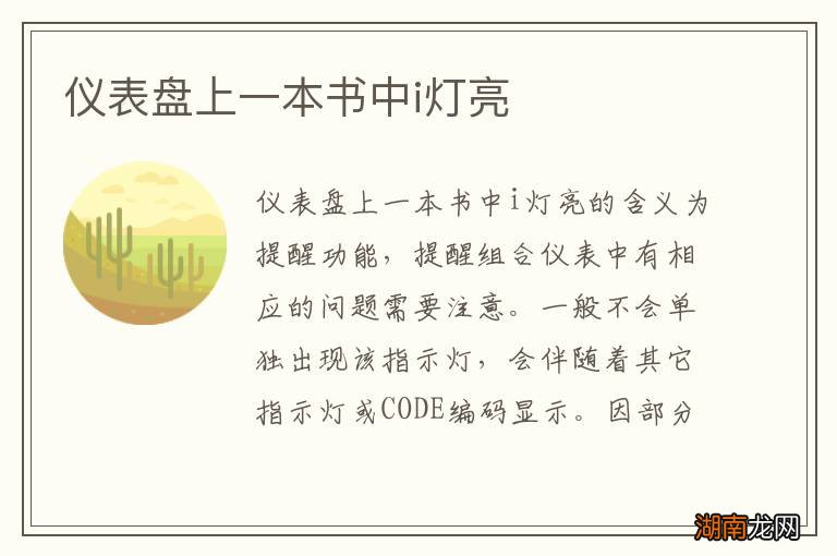 仪表盘上一本书中i灯亮