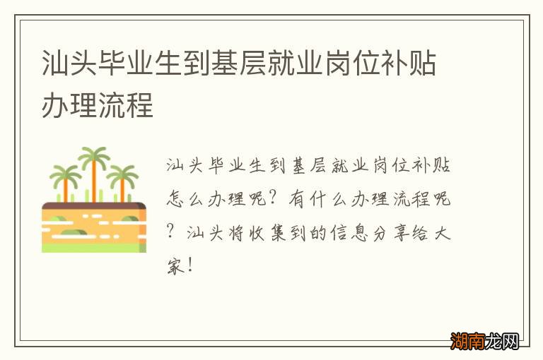 汕头毕业生到基层就业岗位补贴办理流程
