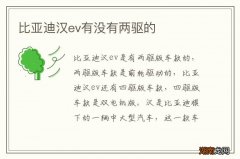 比亚迪汉ev有没有两驱的