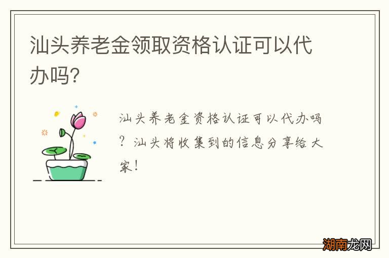 汕头养老金领取资格认证可以代办吗?