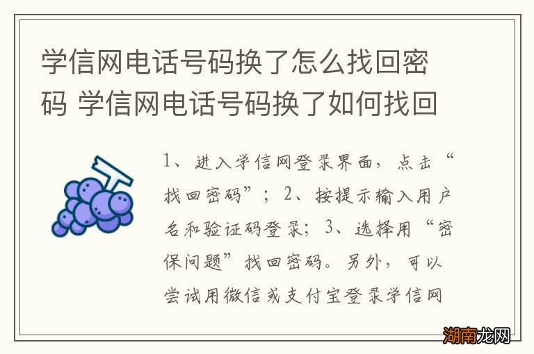 学信网电话号码换了怎么找回密码 学信网电话号码换了如何找回密码