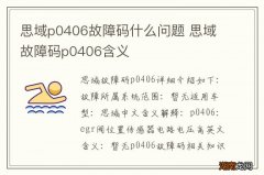 思域p0406故障码什么问题 思域故障码p0406含义