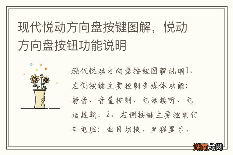 现代悦动方向盘按键图解,悦动方向盘按钮功能说明