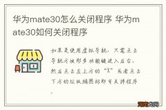 华为mate30怎么关闭程序 华为mate30如何关闭程序