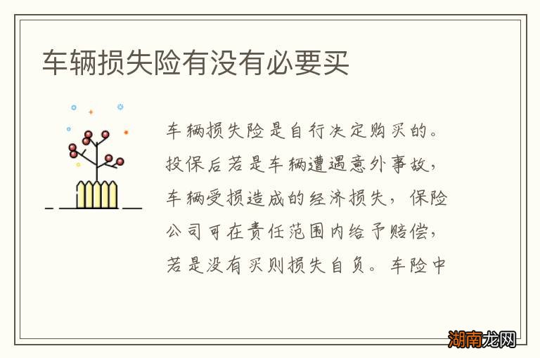 车辆损失险有没有必要买