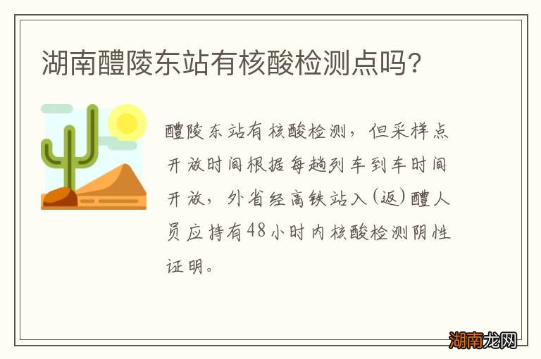 湖南醴陵东站有核酸检测点吗?