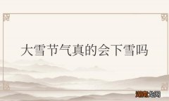 大雪节气真的会下雪吗为什么
