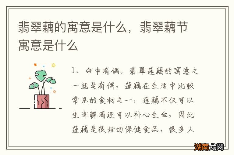 翡翠藕的寓意是什么,翡翠藕节寓意是什么