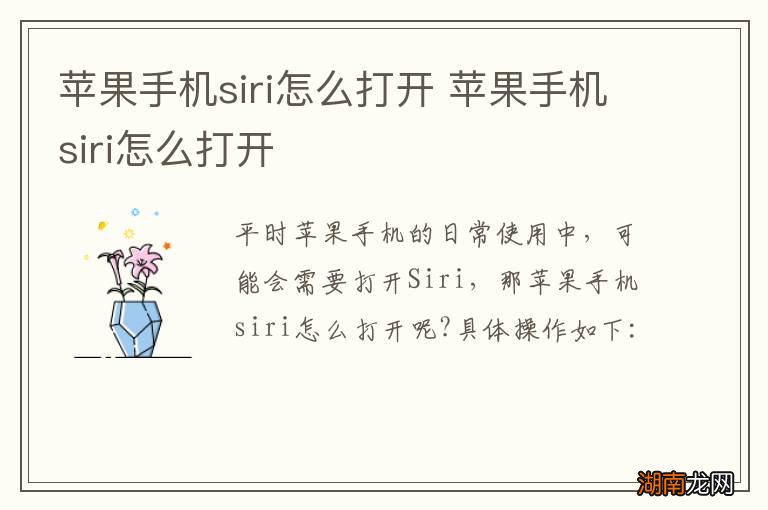 苹果手机siri怎么打开 苹果手机siri怎么打开