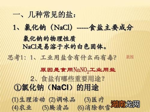 食盐的主要成分是什么化学式