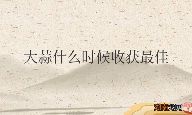大蒜什么时候收获最佳