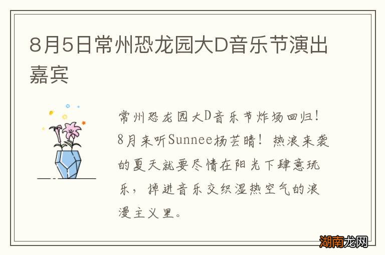 8月5日常州恐龙园大D音乐节演出嘉宾
