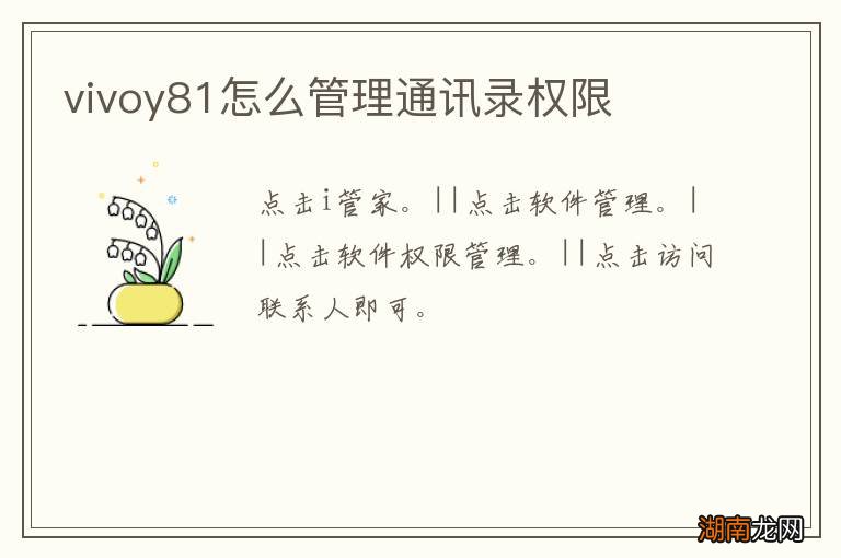 vivoy81怎么管理通讯录权限