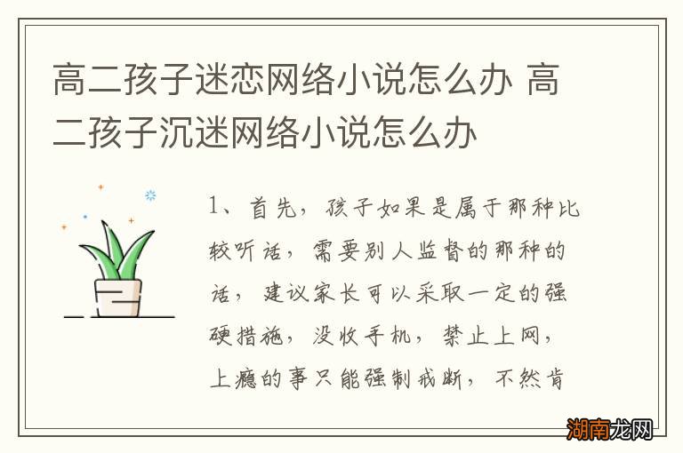 高二孩子迷恋网络小说怎么办 高二孩子沉迷网络小说怎么办