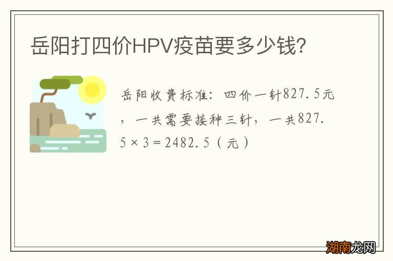 岳阳打四价HPV疫苗要多少钱？
