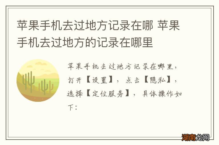 苹果手机去过地方记录在哪 苹果手机去过地方的记录在哪里