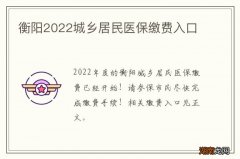 衡阳2022城乡居民医保缴费入口