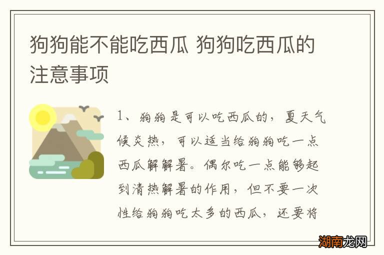 狗狗能不能吃西瓜 狗狗吃西瓜的注意事项