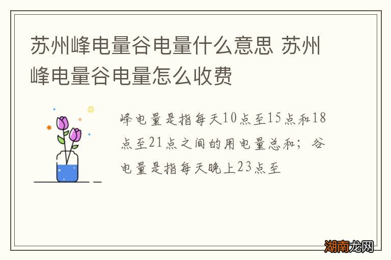 苏州峰电量谷电量什么意思 苏州峰电量谷电量怎么收费