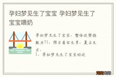 孕妇梦见生了宝宝 孕妇梦见生了宝宝喂奶