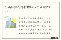 乌当区烟花爆竹燃放政策规定2023