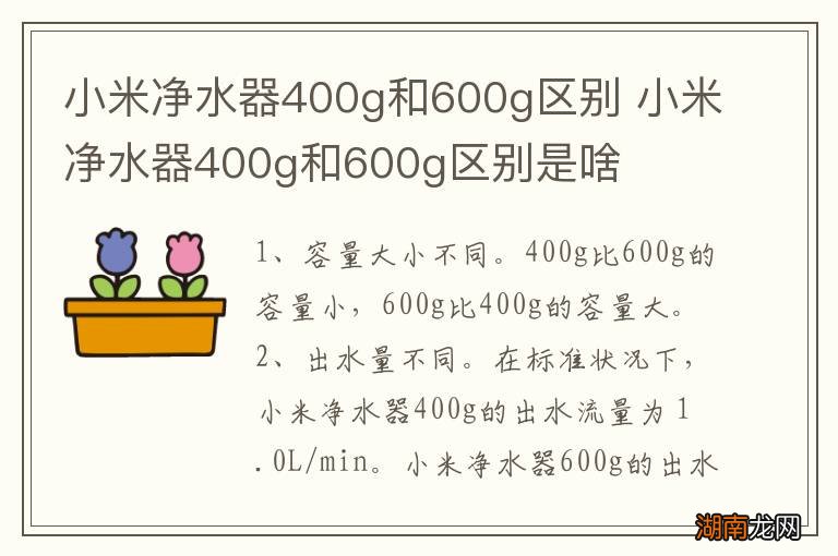 小米净水器400g和600g区别 小米净水器400g和600g区别是啥