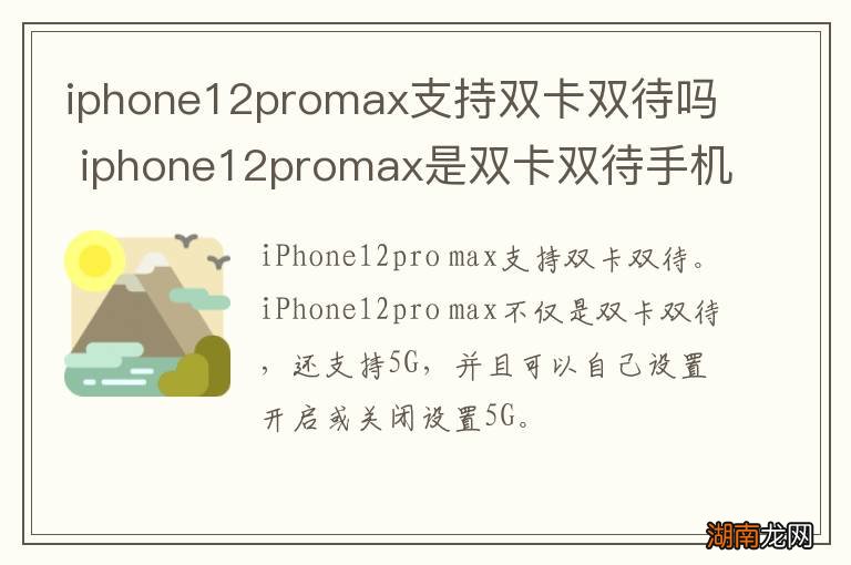 iphone12promax支持双卡双待吗 iphone12promax是双卡双待手机吗