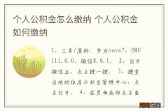 个人公积金怎么缴纳 个人公积金如何缴纳