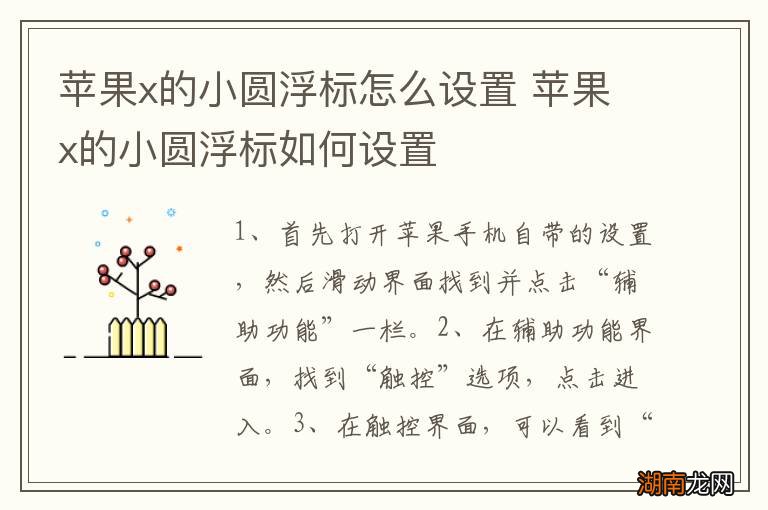 苹果x的小圆浮标怎么设置 苹果x的小圆浮标如何设置