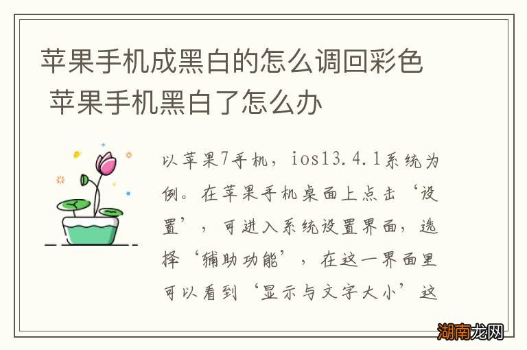 苹果手机成黑白的怎么调回彩色 苹果手机黑白了怎么办