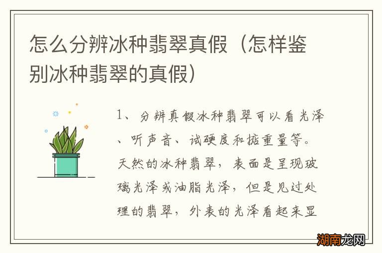 怎样鉴别冰种翡翠的真假 怎么分辨冰种翡翠真假