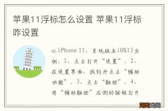 苹果11浮标怎么设置 苹果11浮标咋设置