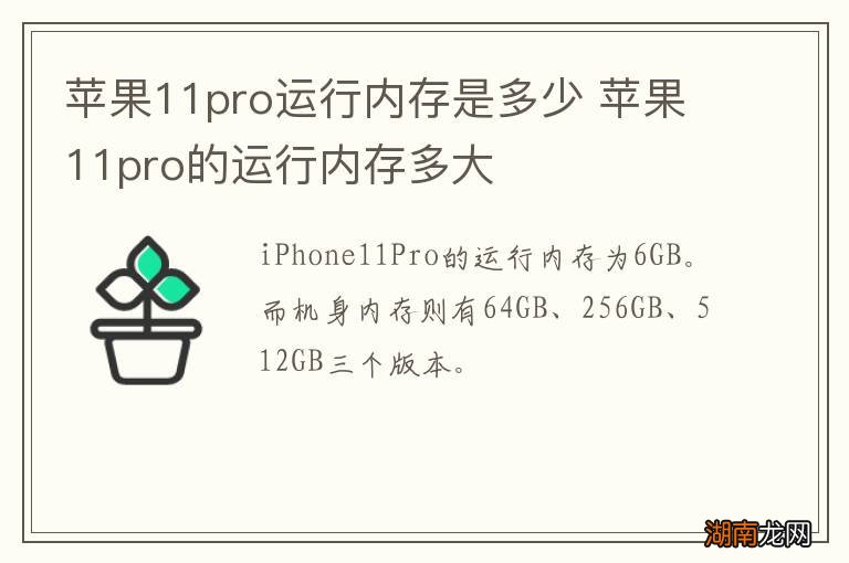 苹果11pro运行内存是多少 苹果11pro的运行内存多大
