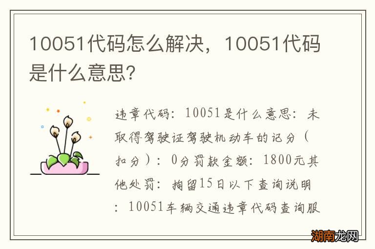 10051代码怎么解决,10051代码是什么意思?