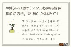 9-2X除外 萨博p1230故障码解释和消除方法，萨博(9-2X除外)P1230故障码怎么解决？