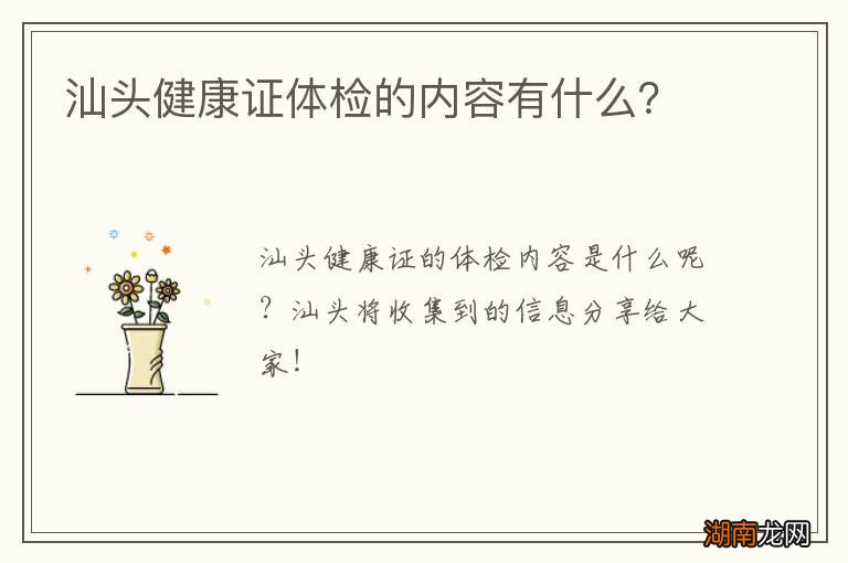 汕头健康证体检的内容有什么?