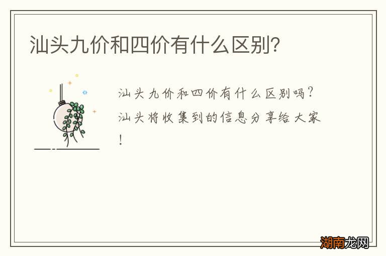 汕头九价和四价有什么区别？