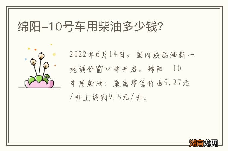 绵阳-10号车用柴油多少钱?