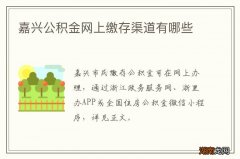 嘉兴公积金网上缴存渠道有哪些