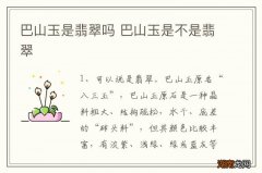 巴山玉是翡翠吗 巴山玉是不是翡翠