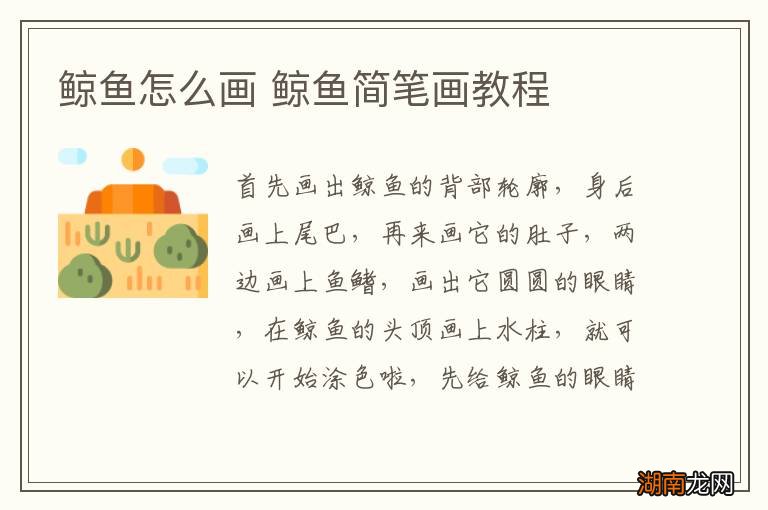 鲸鱼怎么画 鲸鱼简笔画教程