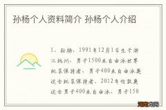 孙杨个人资料简介 孙杨个人介绍