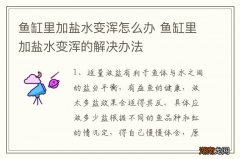 鱼缸里加盐水变浑怎么办 鱼缸里加盐水变浑的解决办法