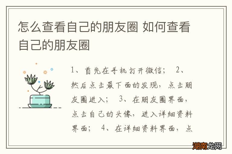 怎么查看自己的朋友圈 如何查看自己的朋友圈