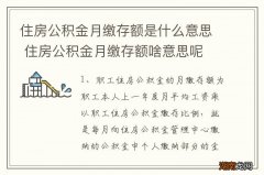 住房公积金月缴存额是什么意思 住房公积金月缴存额啥意思呢