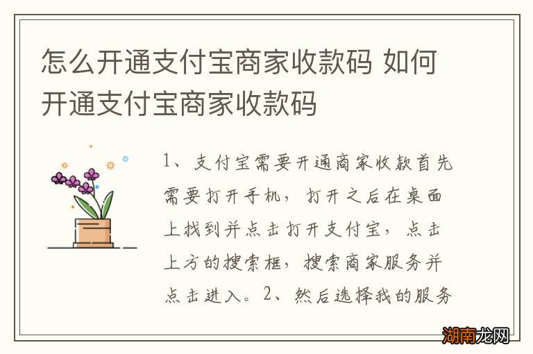 怎么开通支付宝商家收款码 如何开通支付宝商家收款码