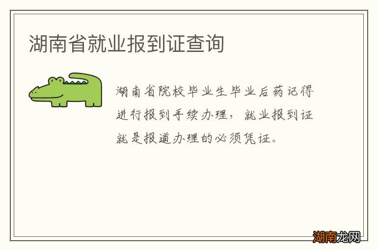 湖南省就业报到证查询