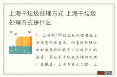 上海干垃圾处理方式 上海干垃圾处理方式是什么