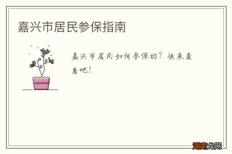 嘉兴市居民参保指南