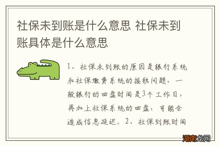 社保未到账是什么意思 社保未到账具体是什么意思